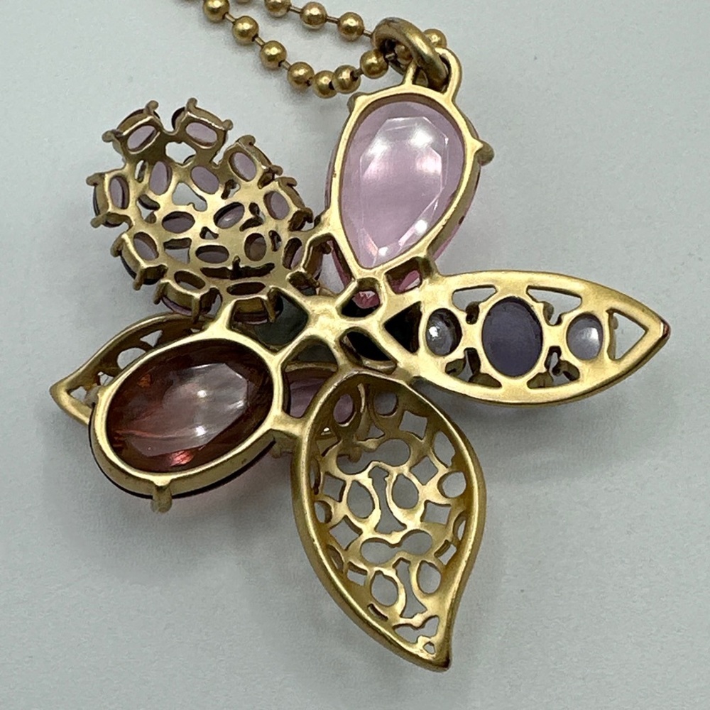 Vintage Rare Coach flower rhinestones necklace #449 - Picture 3 of 6